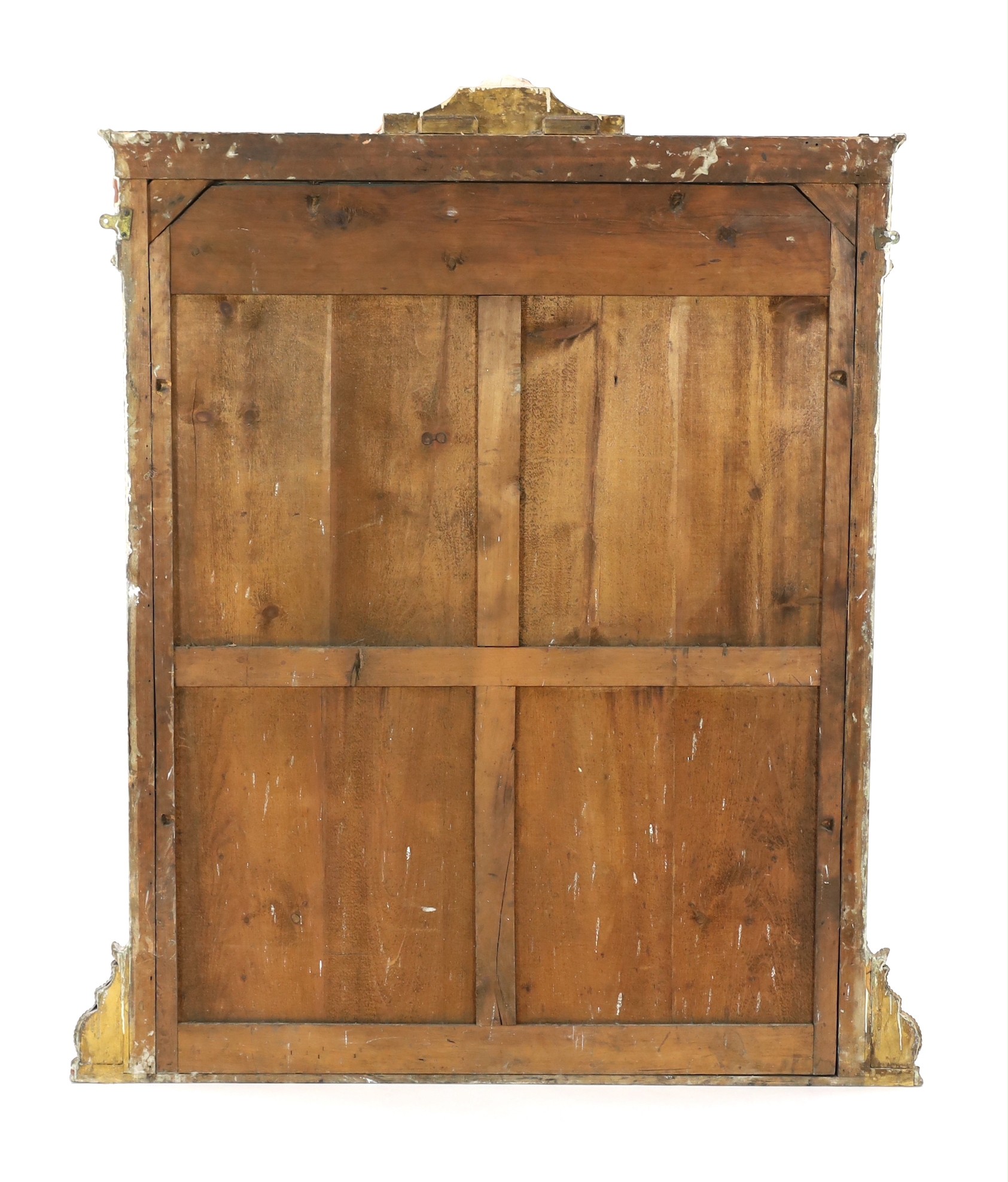A Victorian giltwood and gesso overmantel mirror, W.148cm H.173cm
